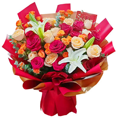 宣城19朵玫瑰百合，爱情永不凋零