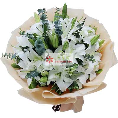 宣城9支白色多头百合，祝福你幸福